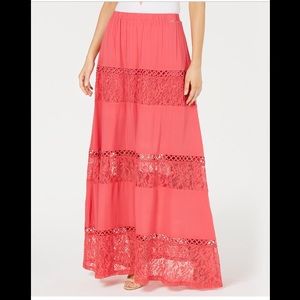 GUESS URSULA LACE-TRIM MAXI SKIRT